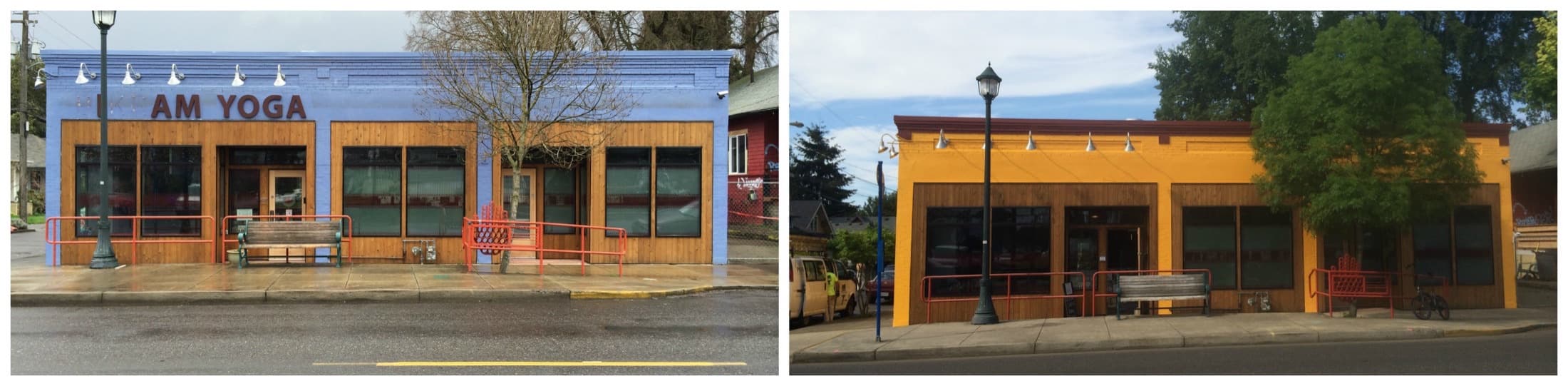 Freshly painted commercial yoga studio interior