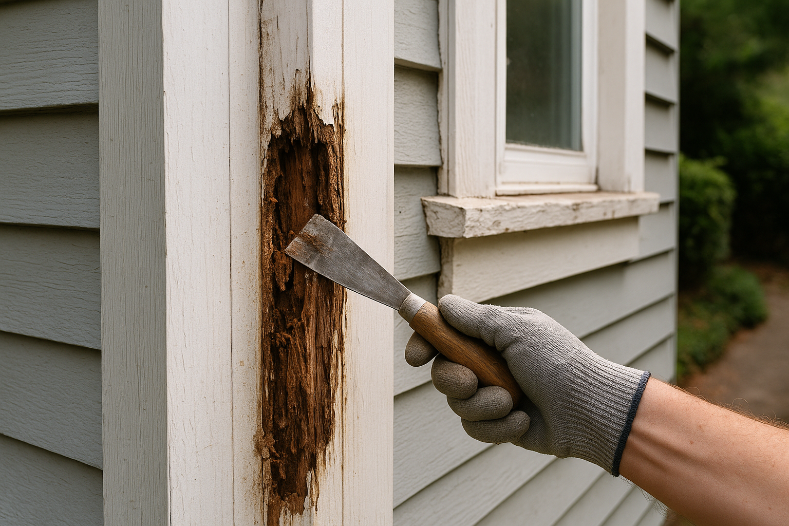 Wood rot repair process on Portland exterior trim